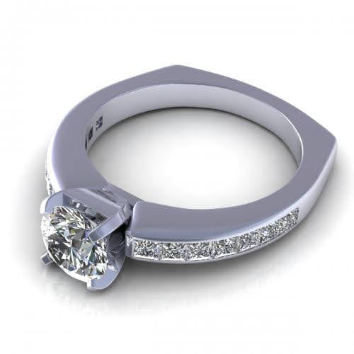 Ecstatic 1.05 CT Round and Princess Cut Diamond Engagement Ring in 14 KT White Gold - Primestyle.com