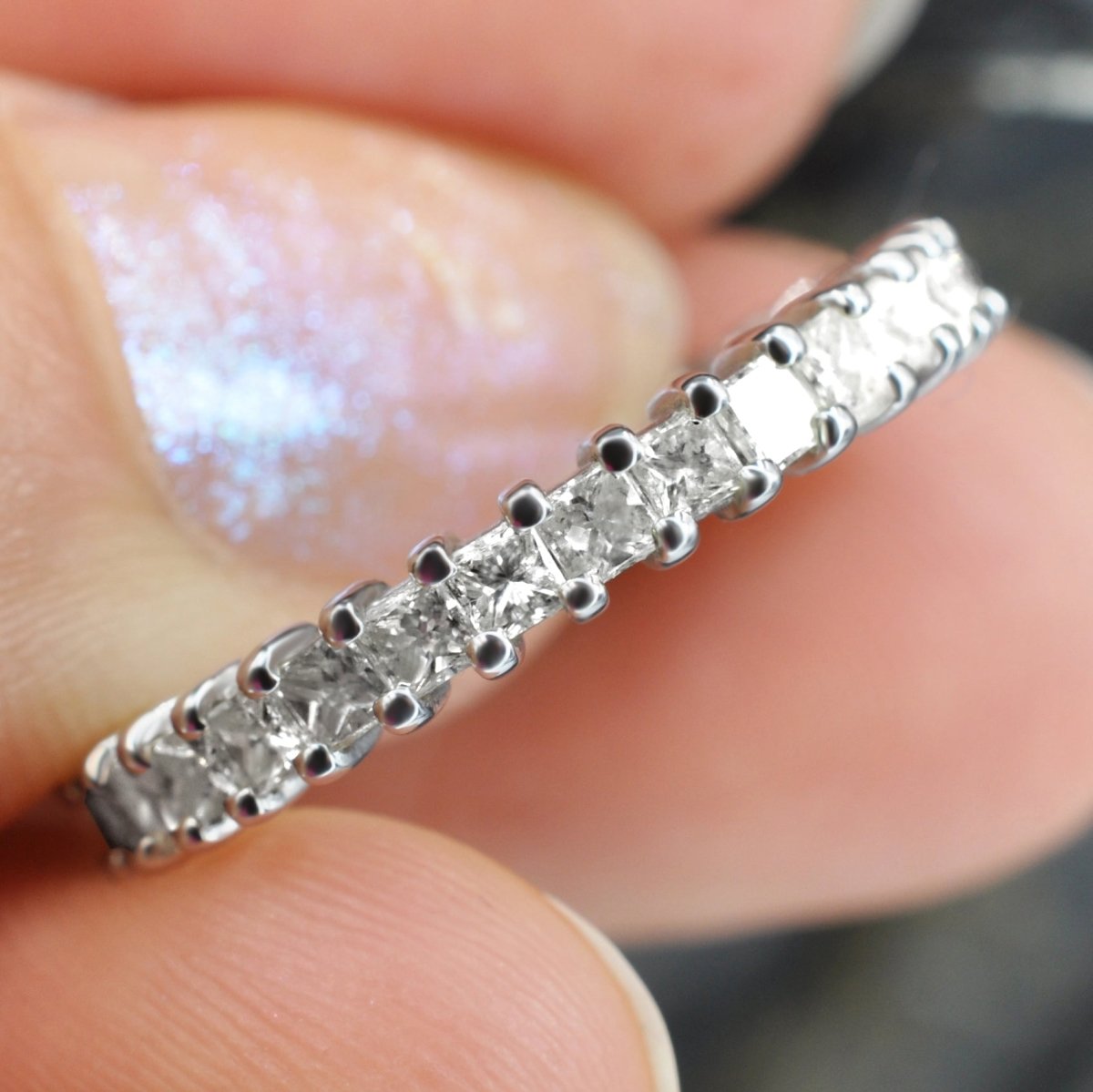 Ecstatic 1.90 CT Princess Cut Diamond Eternity Rings in 14KT White Gold - Primestyle.com