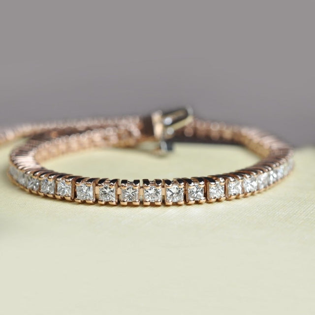 Ecstatic 5.00 CT Princess Cut Diamond Tennis Bracelet in 14KT Rose Gold