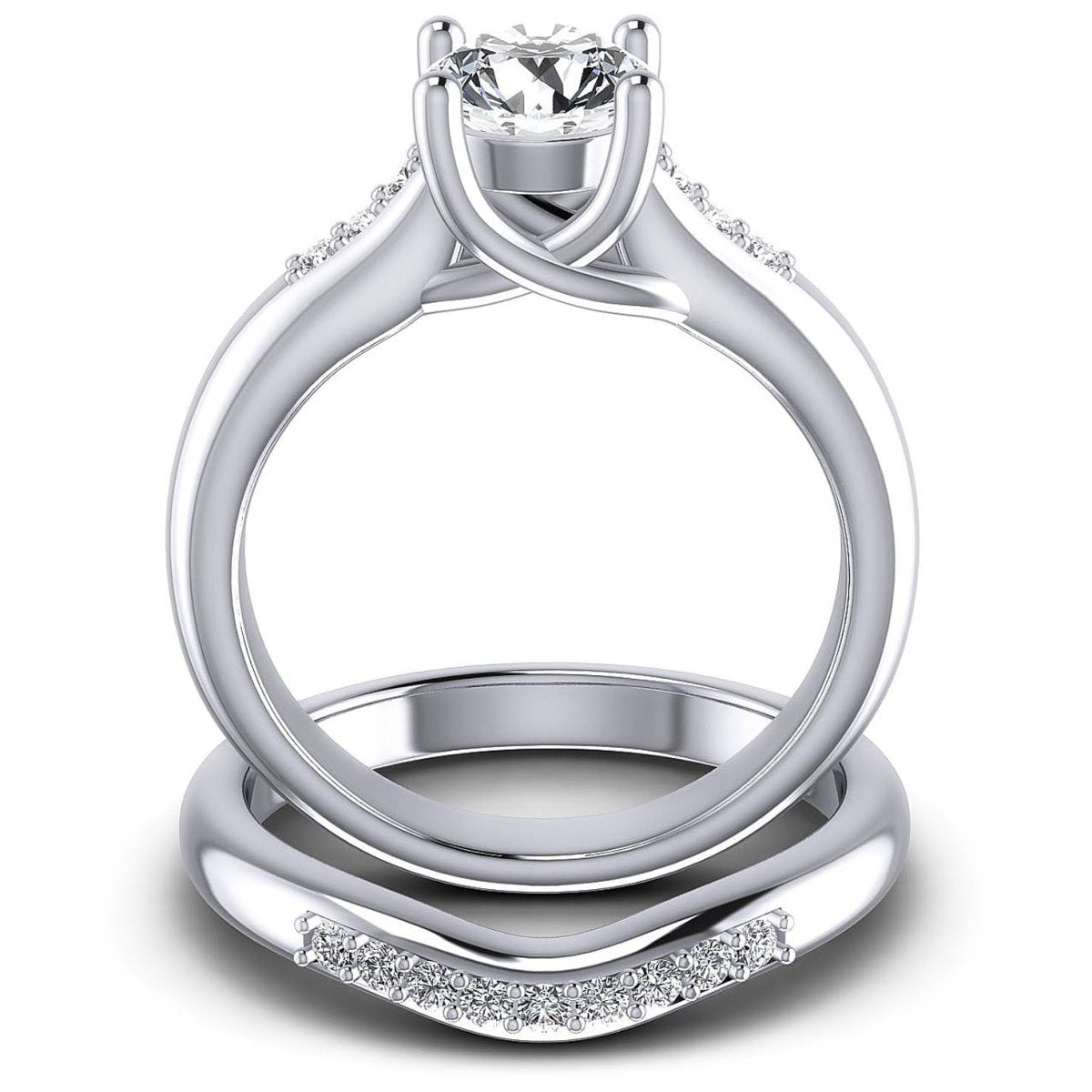 Elegant 0.60CT Round Cut Diamond Bridal Set in 14KT White Gold - Primestyle.com