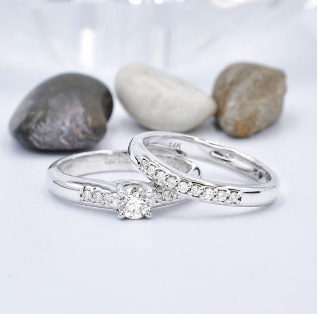 Elegant 0.60CT Round Cut Diamond Bridal Set in 14KT White Gold