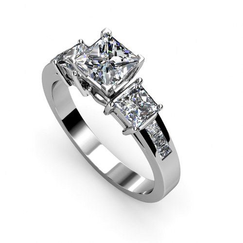 Elegant 1.20 CT Princess Cut Diamond Engagement Ring in 14 KT White Gold - Primestyle.com