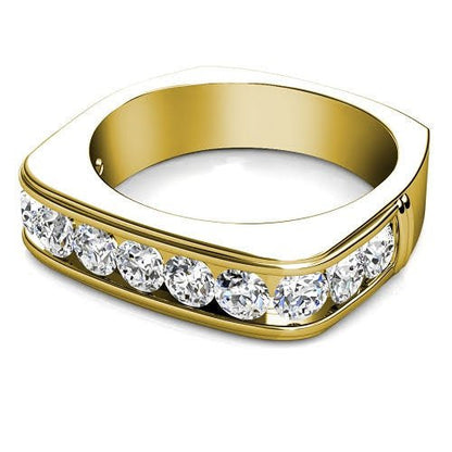 Elegant 1.50 CT Round Cut Diamond Mens Wedding Band in 18KT Yellow Gold - Primestyle.com