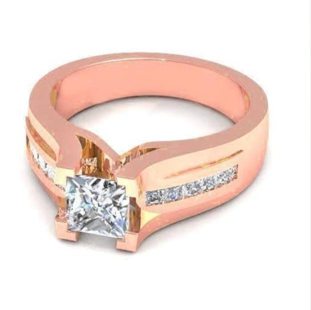 Elegant 1.60 CT Princess Cut Diamond Engagement Ring in 14KT Rose Gold - Primestyle.com
