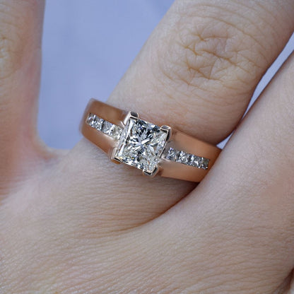 Elegant 1.60 CT Princess Cut Diamond Engagement Ring in 14KT Rose Gold - Primestyle.com