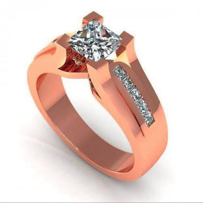 Elegant 1.60 CT Princess Cut Diamond Engagement Ring in 14KT Rose Gold - Primestyle.com