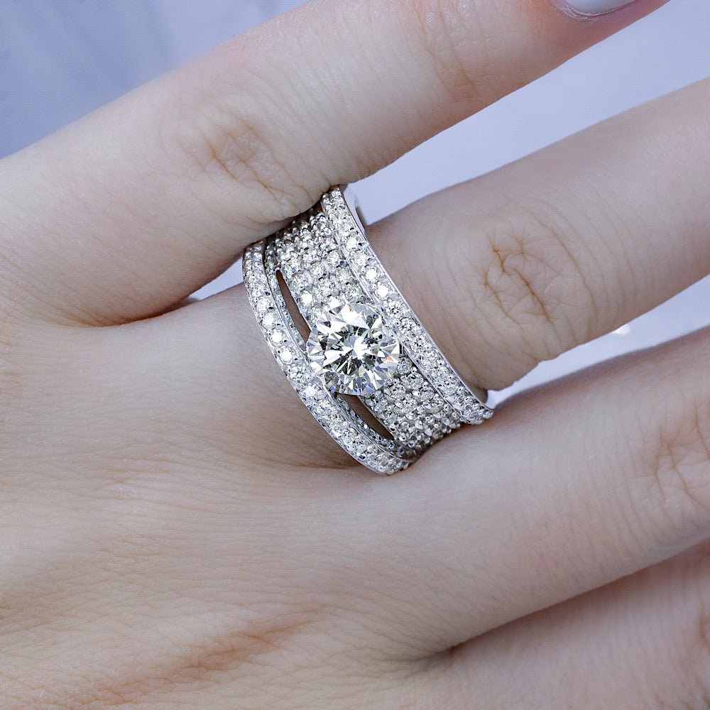Elegant 3.30CT Round cut Engagement Ring in 14KT White Gold - Primestyle.com