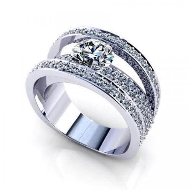 Elegant 3.30CT Round cut Engagement Ring in 14KT White Gold - Primestyle.com