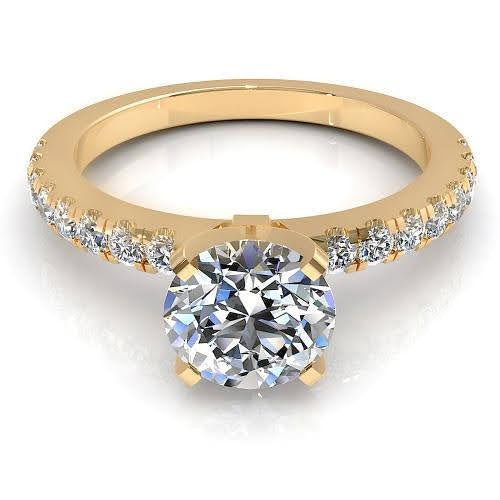 Exclusive 0.75CT Round Cut Diamond Engagement Ring in 18KT Yellow Gold - Primestyle.com