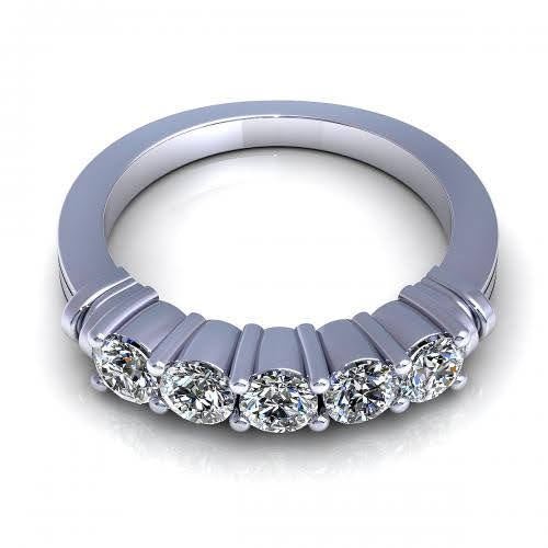 Exclusive 0.80CT Round Cut Diamond Wedding Band in 14KT White Gold - Primestyle.com