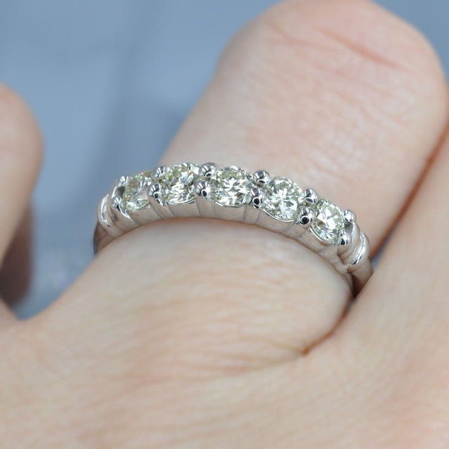 Exclusive 0.80CT Round Cut Diamond Wedding Band in 14KT White Gold