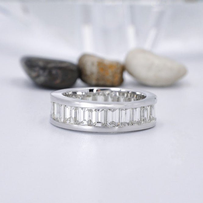 Exclusive 4.00CT Emerald Cut Diamond Eternity Ring in Platinum - Primestyle.com