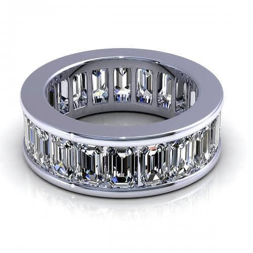 Exclusive 4.00CT Emerald Cut Diamond Eternity Ring in Platinum - Primestyle.com