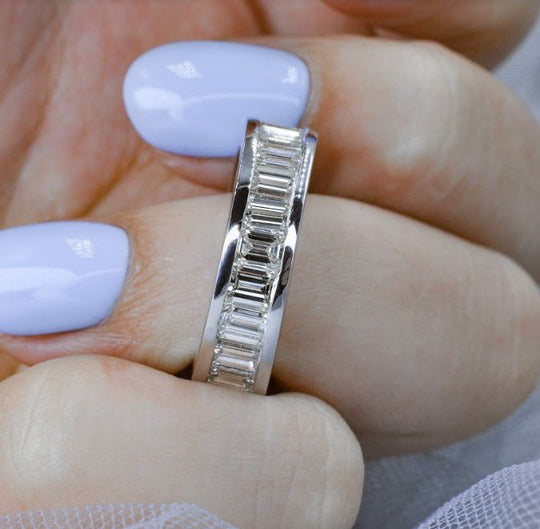 Exclusive 5.20CT Emerald Cut Diamond Eternity Ring in Platinum