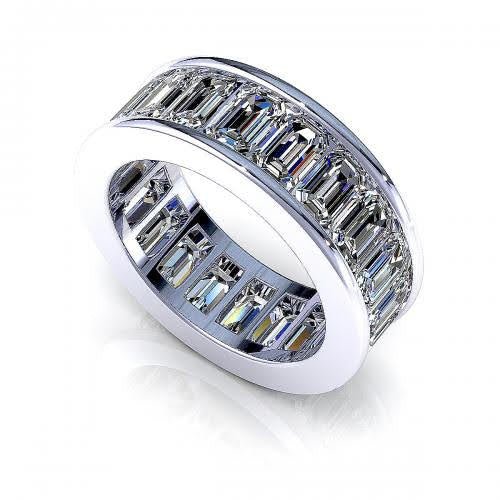 Exclusive 5.20CT Emerald Cut Diamond Eternity Ring in Platinum - Primestyle.com