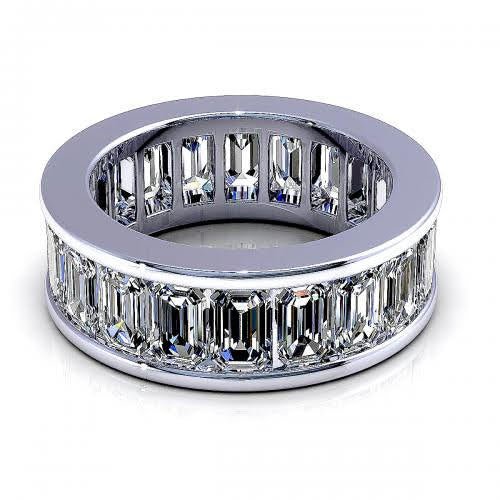 Exclusive 5.20CT Emerald Cut Diamond Eternity Ring in Platinum - Primestyle.com