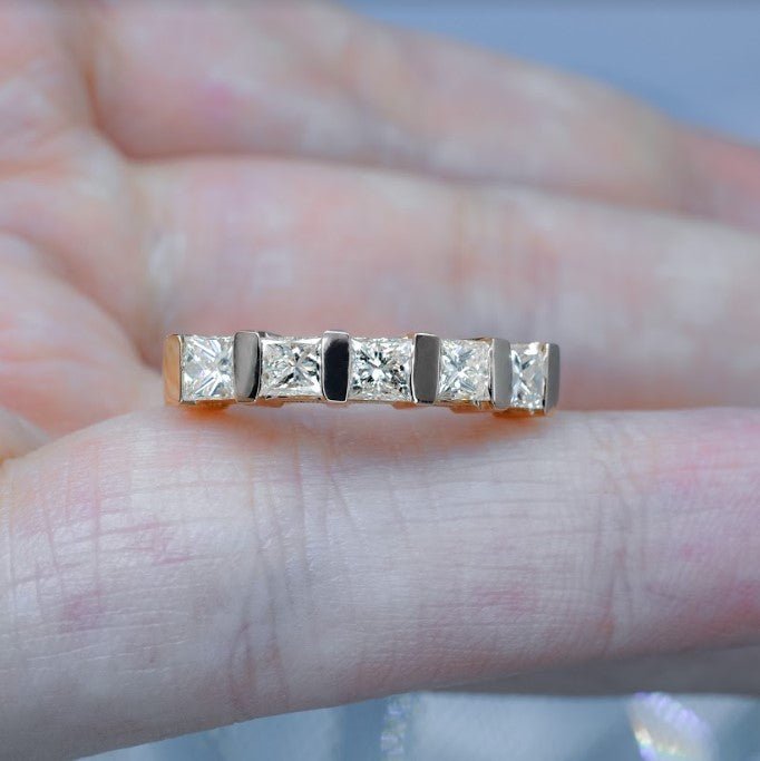 Exquisite 1.00CT Princess Cut Diamond Wedding Band in 14KT Rose Gold - Primestyle.com
