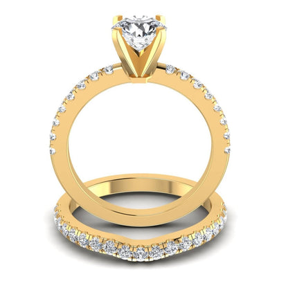 Exquisite 1.20CT Round Cut Diamond Bridal Set in 14KT Yellow Gold - Primestyle.com
