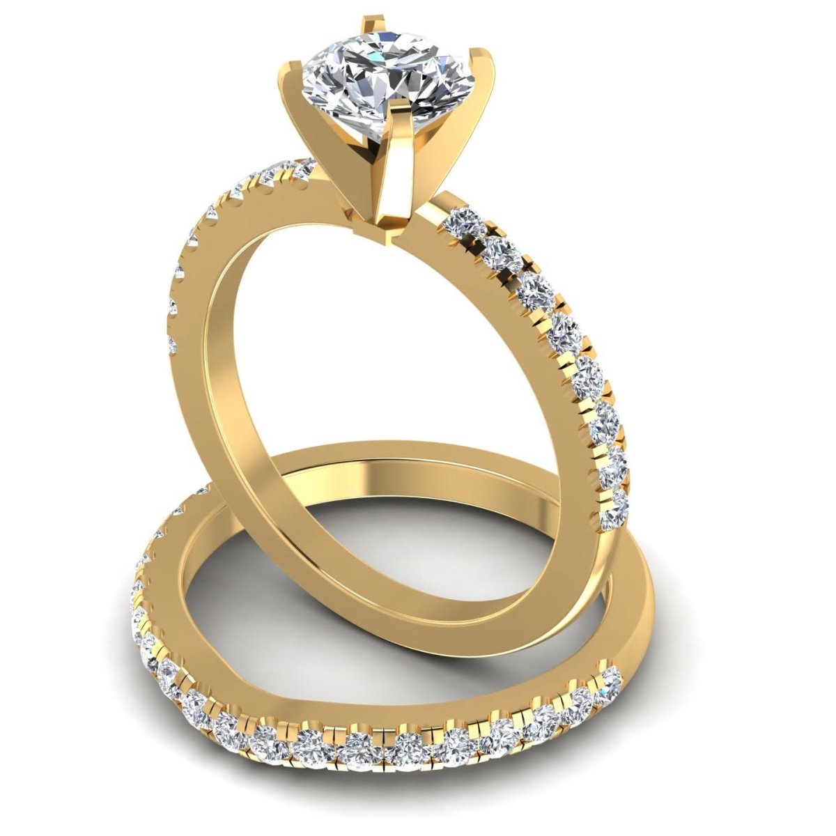 Exquisite 1.20CT Round Cut Diamond Bridal Set in 14KT Yellow Gold - Primestyle.com