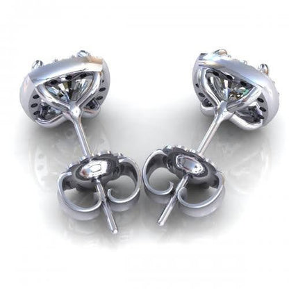Exquisite 2.10CT Round and Cushion Cut Diamond Stud Earrings in Platinum - Primestyle.com