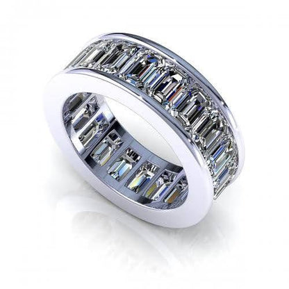 Exquisite 7.00CT Emerald Cut Diamond Eternity Ring in 14KT White Gold - Primestyle.com