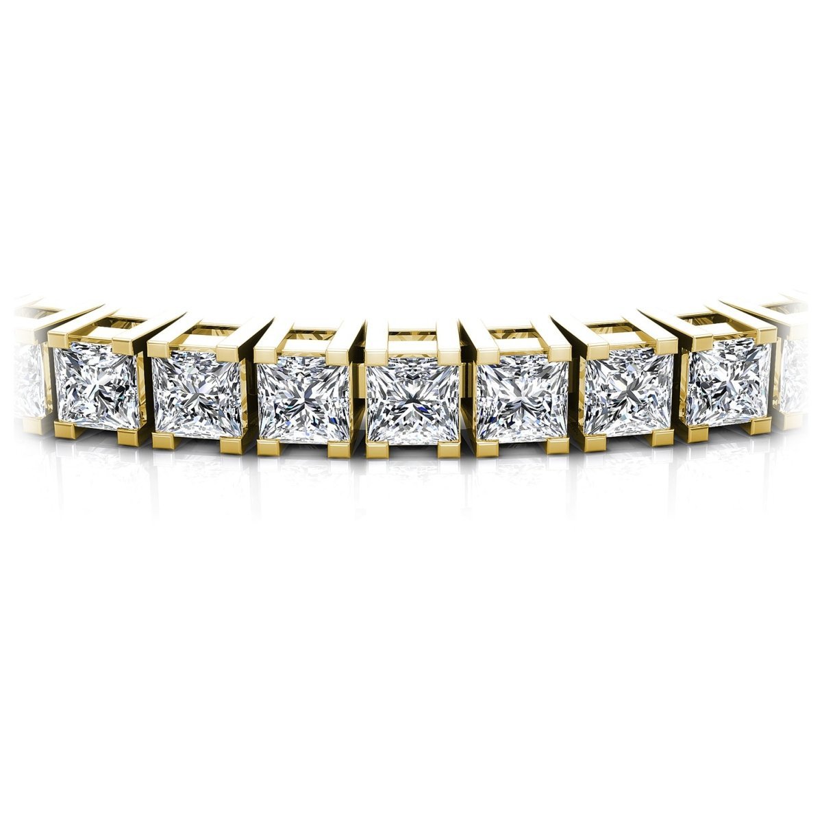 Exquisite 9.00 CT Princess cut Diamond Tennis Bracelet in 14KT Yellow Gold - Primestyle.com