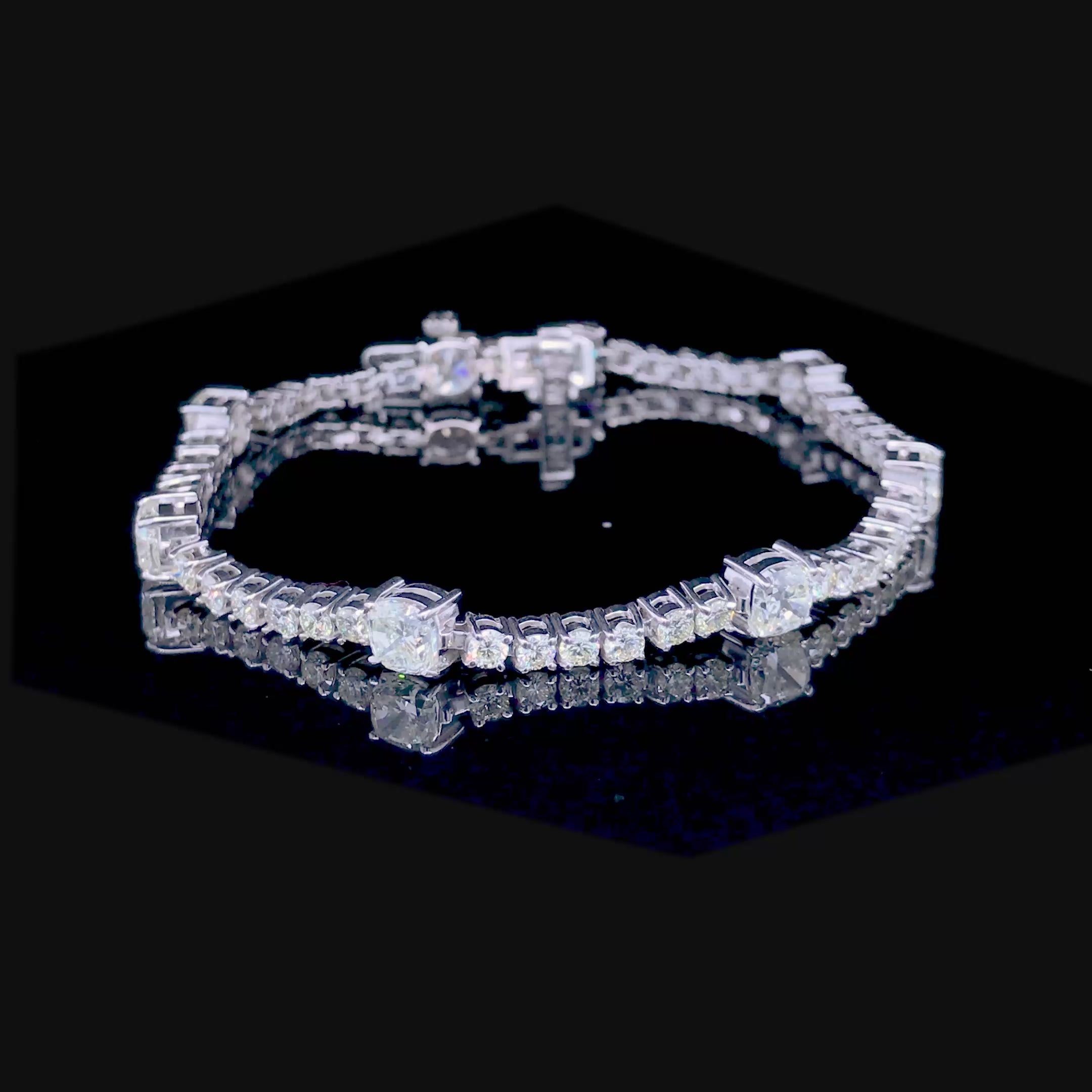 Luxurious 7.00CT Cushion and Round Cut Diamond Tennis Bracelet in 14KT White Gold
