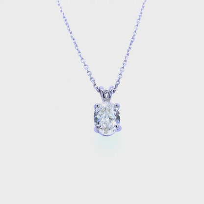 Affordable 1.50CT Oval Cut Diamond Solitaire Pendant in 14KT White Gold