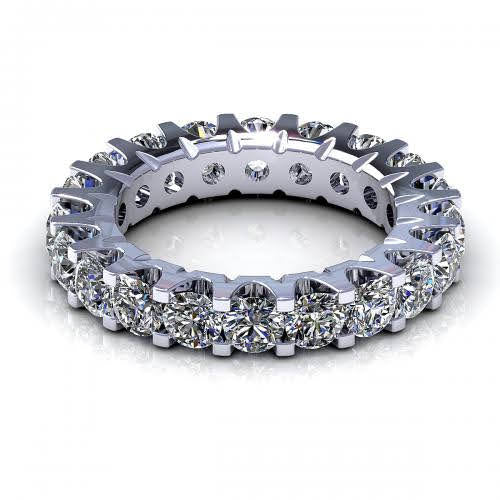 Fancy 4.00 CT Round Cut Diamond Eternity Ring in 14KT White Gold - Primestyle.com
