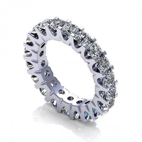 Fancy 4.00 CT Round Cut Diamond Eternity Ring in 14KT White Gold - Primestyle.com
