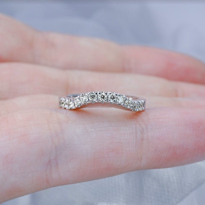 Fashionable 0.30 CT Round Cut Diamond Wedding Band in 14KT White Gold - Primestyle.com