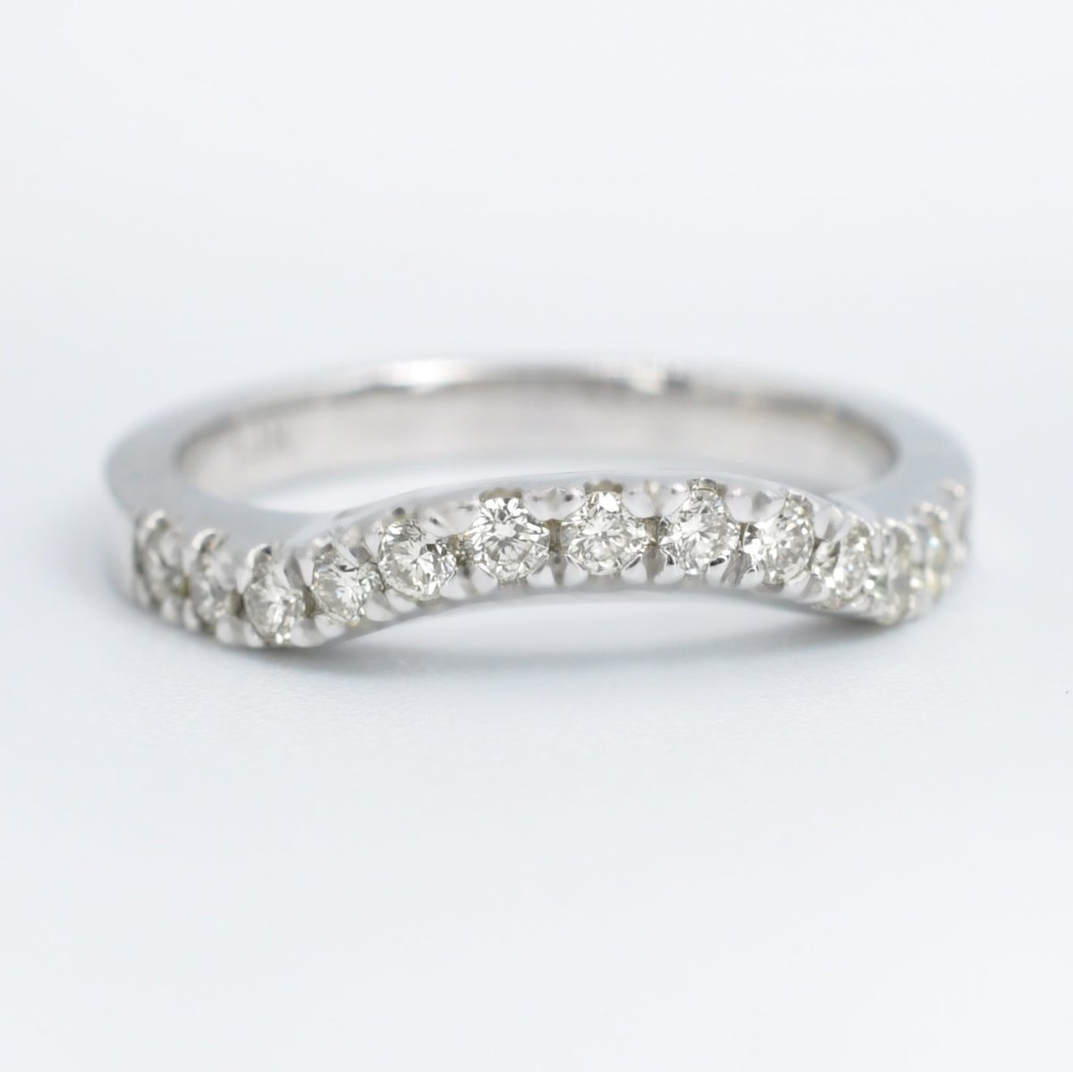 Fashionable 0.30 CT Round Cut Diamond Wedding Band in 14KT White Gold - Primestyle.com