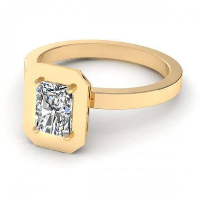 Fashionable 1.00CT Radiant Cut Diamond Solitaire Ring in 18KT Yellow Gold - Primestyle.com