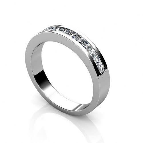 Fashionable 1.10CT Princess Cut Diamond Wedding Band in Platinum - Primestyle.com