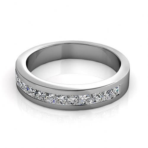 Fashionable 1.10CT Princess Cut Diamond Wedding Band in Platinum - Primestyle.com