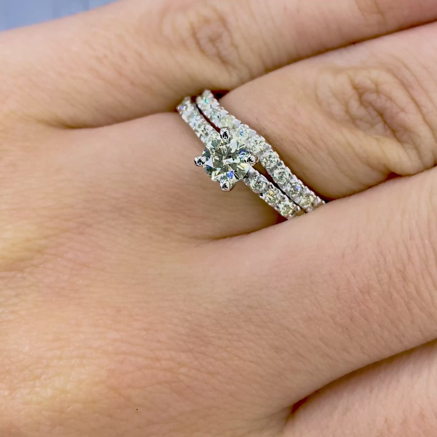 Mesmerizing 1.40 CT Round Cut Diamond Bridal Set in 14KT White Gold