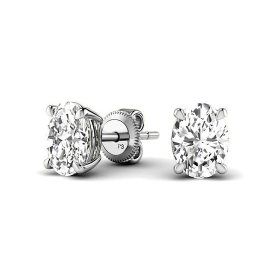 Four-Prong 0.60-5.00 CT Oval Cut Lab Grown Diamonds - Stud Earrings