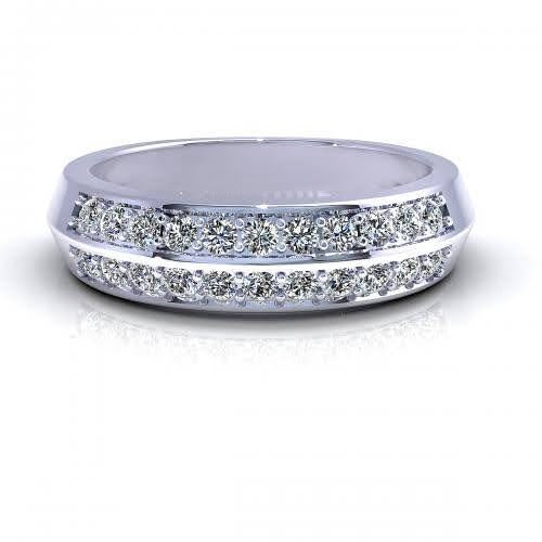 Gorgeous 0.45 CT Round Cut Diamond Wedding Band in 14KT White Gold - Primestyle.com