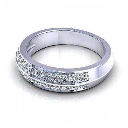 Gorgeous 0.45 CT Round Cut Diamond Wedding Band in 14KT White Gold - Primestyle.com