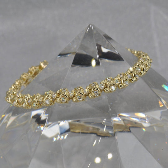 Guaranteed 3.00 CT Round Cut Diamond Bracelet in 18KT Yellow Gold