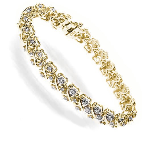 Guaranteed 3.00 CT Round Cut Diamond Bracelet in 18KT Yellow Gold - Primestyle.com