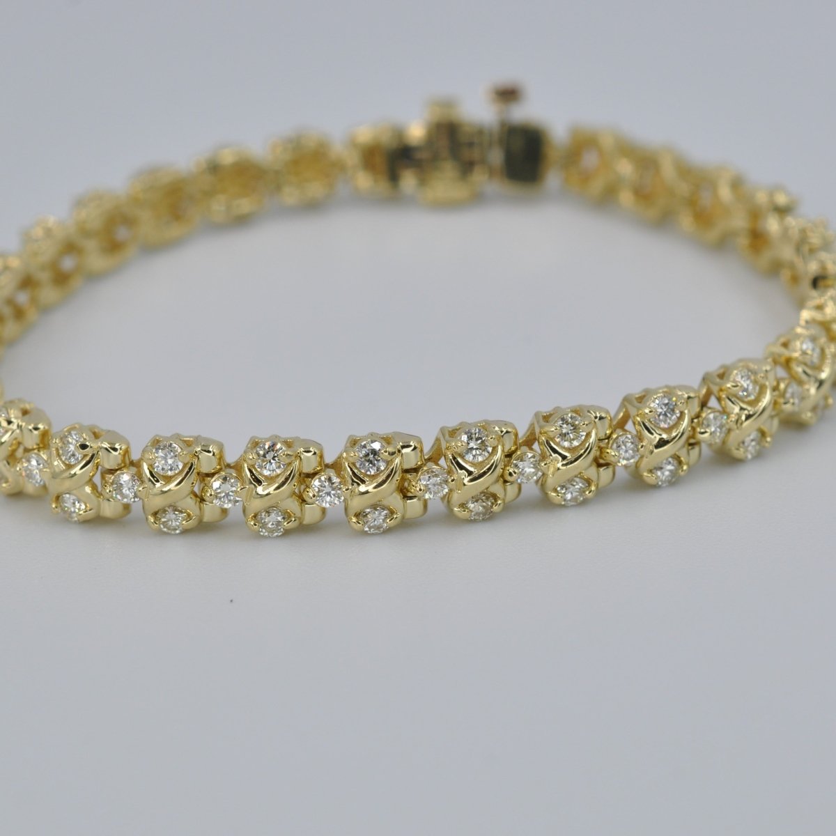 Guaranteed 3.00 CT Round Cut Diamond Bracelet in 18KT Yellow Gold - Primestyle.com