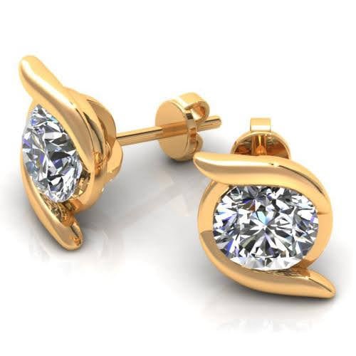 Limited 0.25CT Round Cut Diamond Stud Earrings in 14KT Yellow Gold - Primestyle.com