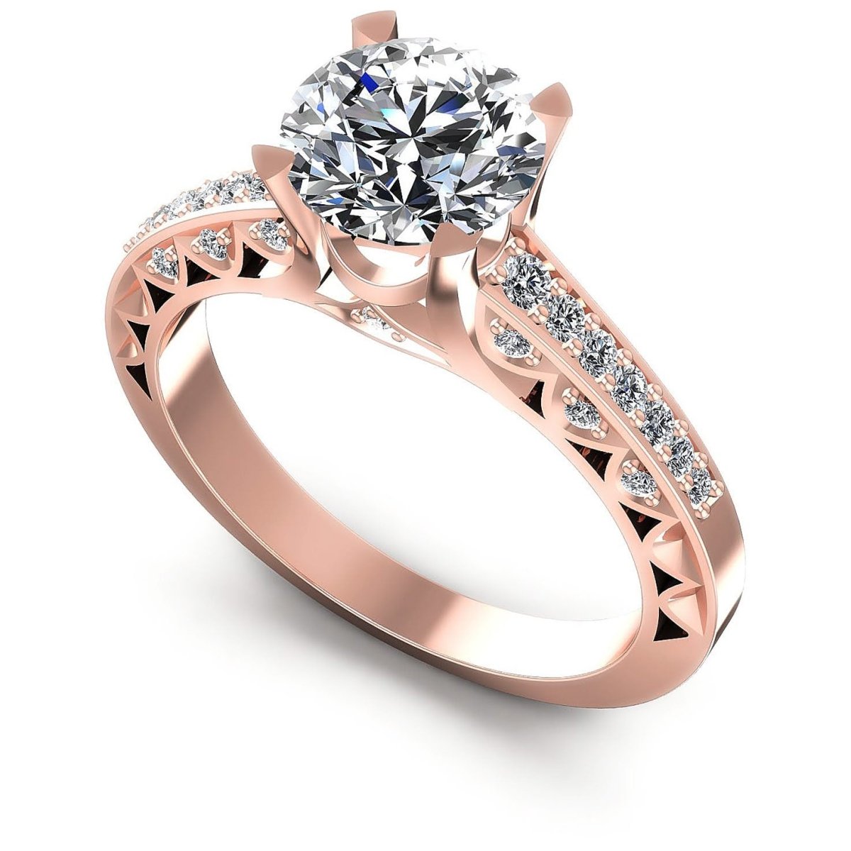 Limited 0.60 CT Round Cut Diamond Engagement Ring in 14K Rose Gold - Primestyle.com