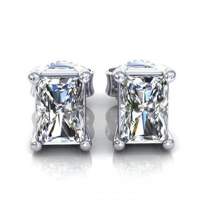 Limited 0.80CT Radiant Cut Diamond Stud Earrings in 14KT White Gold - Primestyle.com