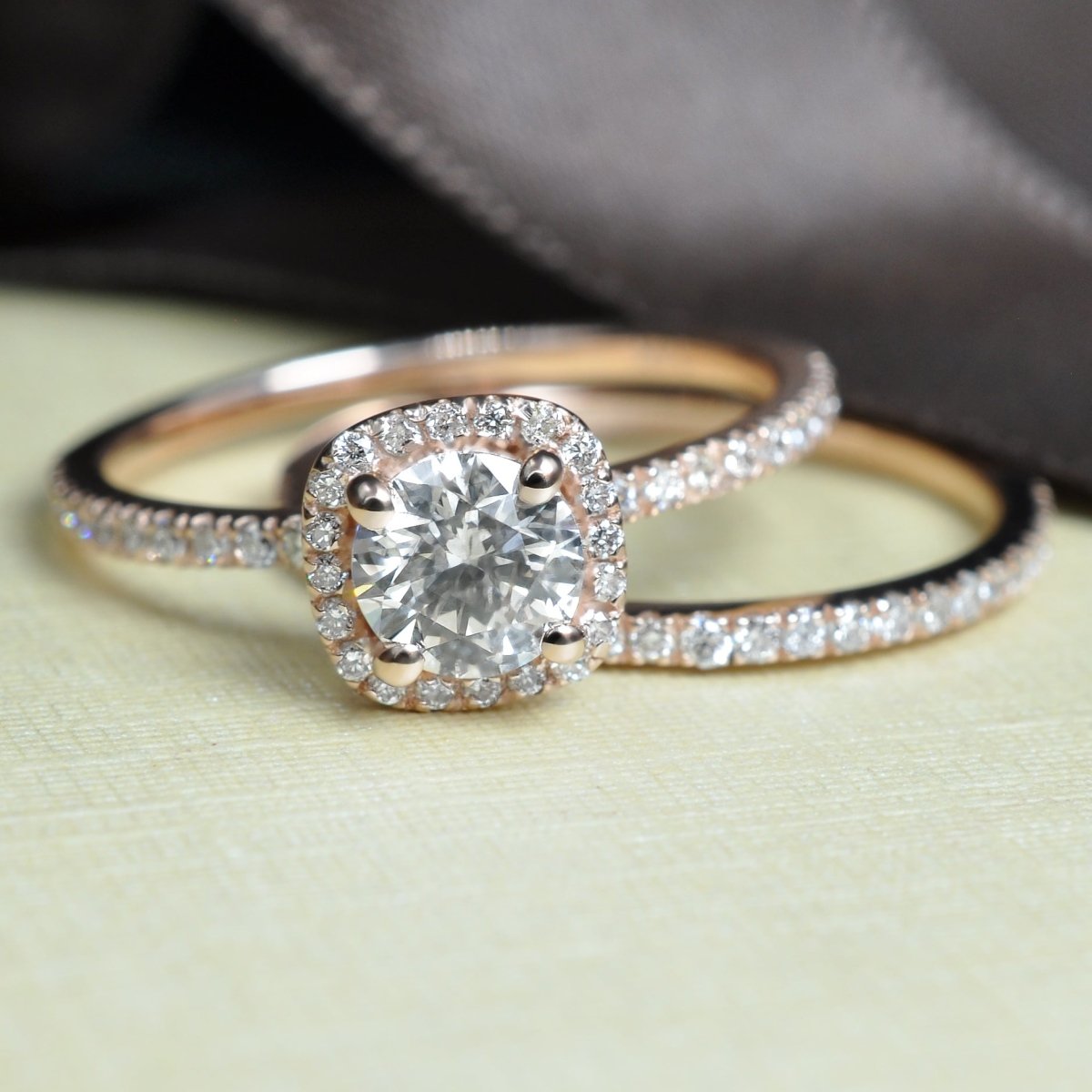 Limited 1.05CT Round Cut Diamond Bridal Set in 14kt Rose Gold - Primestyle.com