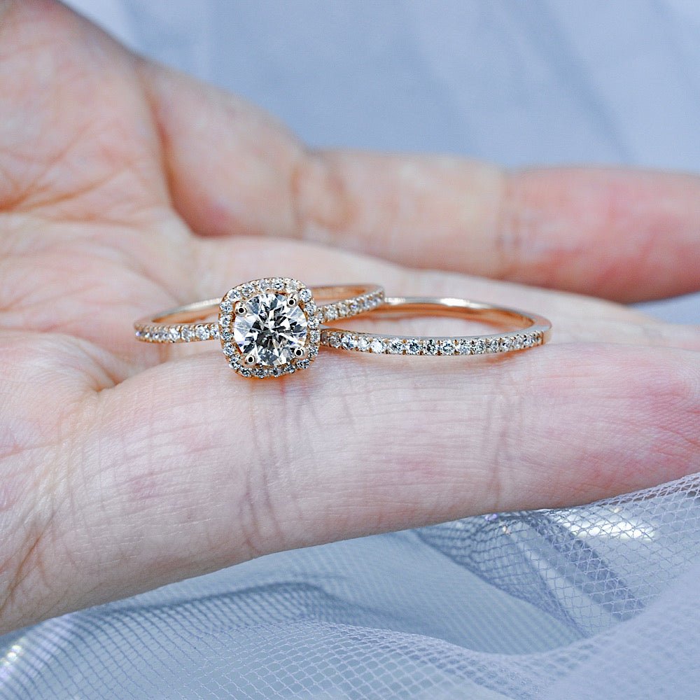 Limited 1.05CT Round Cut Diamond Bridal Set in 14kt Rose Gold - Primestyle.com