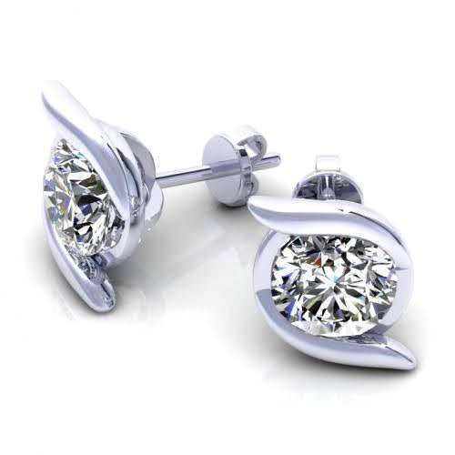 Limited Edition 0.50CT Round Cut Diamond Stud Earrings in 14KT White Gold - Primestyle.com