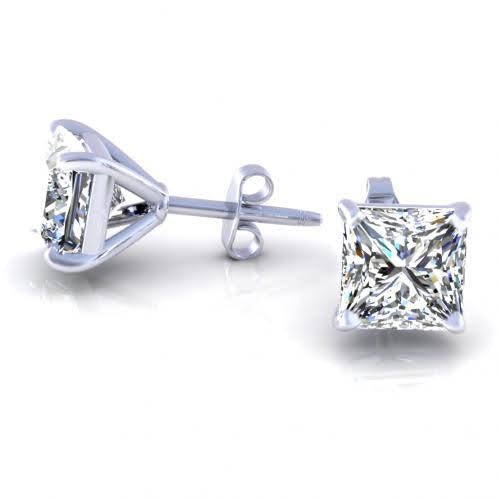 Low cost 0.50CT Round Cut Diamond Stud Earrings in 14KT White Gold - Primestyle.com