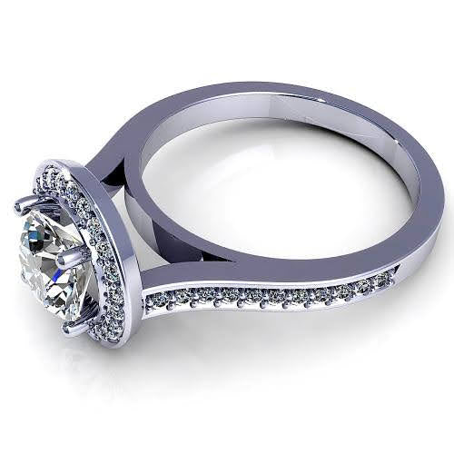 Low-Cost 0.90 CT Round Cut Diamond Engagement Ring in 14 KT White Gold - Primestyle.com